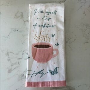 Dolly Parton Pink Coffee Cup Tea Towel